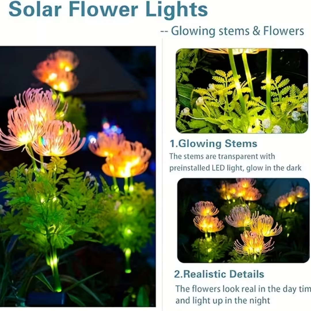 Red Solar Lantern With Glowing Flowers And Stems, Upgraded Solar Panels, Solar Lantern For Outdoor Garden Decoration, Courtyard Decoration, And Mother's Gift
