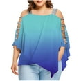 thumbnail image 2 of Ichuanyi Womens Shirts , Women Sexy Fashion Plus Size Ladder Cut Overlay Asymmetric Blouse Strapless Tops, 2 of 3