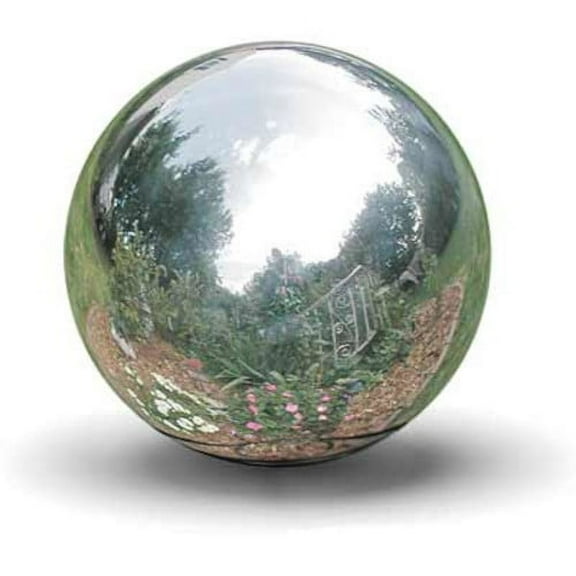 10" Silver Stainless Steel Gazing Ball for Outdoors, Garden, Backyard, and Home Decor