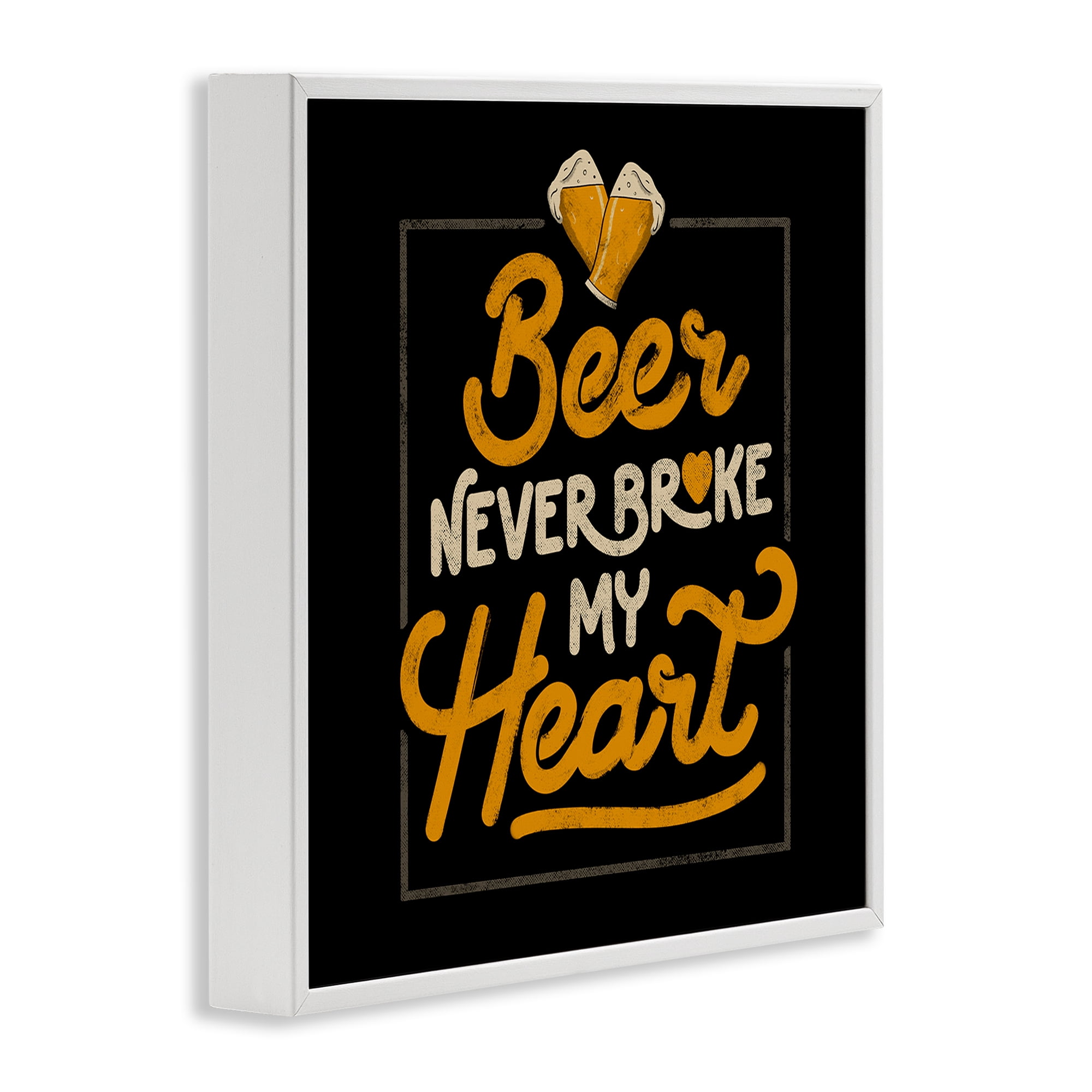 Stupell Industries Beer Never Broke My Heart White Framed Giclee Art, design by EduEly Designs