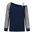 thumbnail image 4 of Blouses pour Femmes, Mode Féminine Imprimé Floral Décontracté Manches Longues Col Asymétrique Blouses, 4 of 5