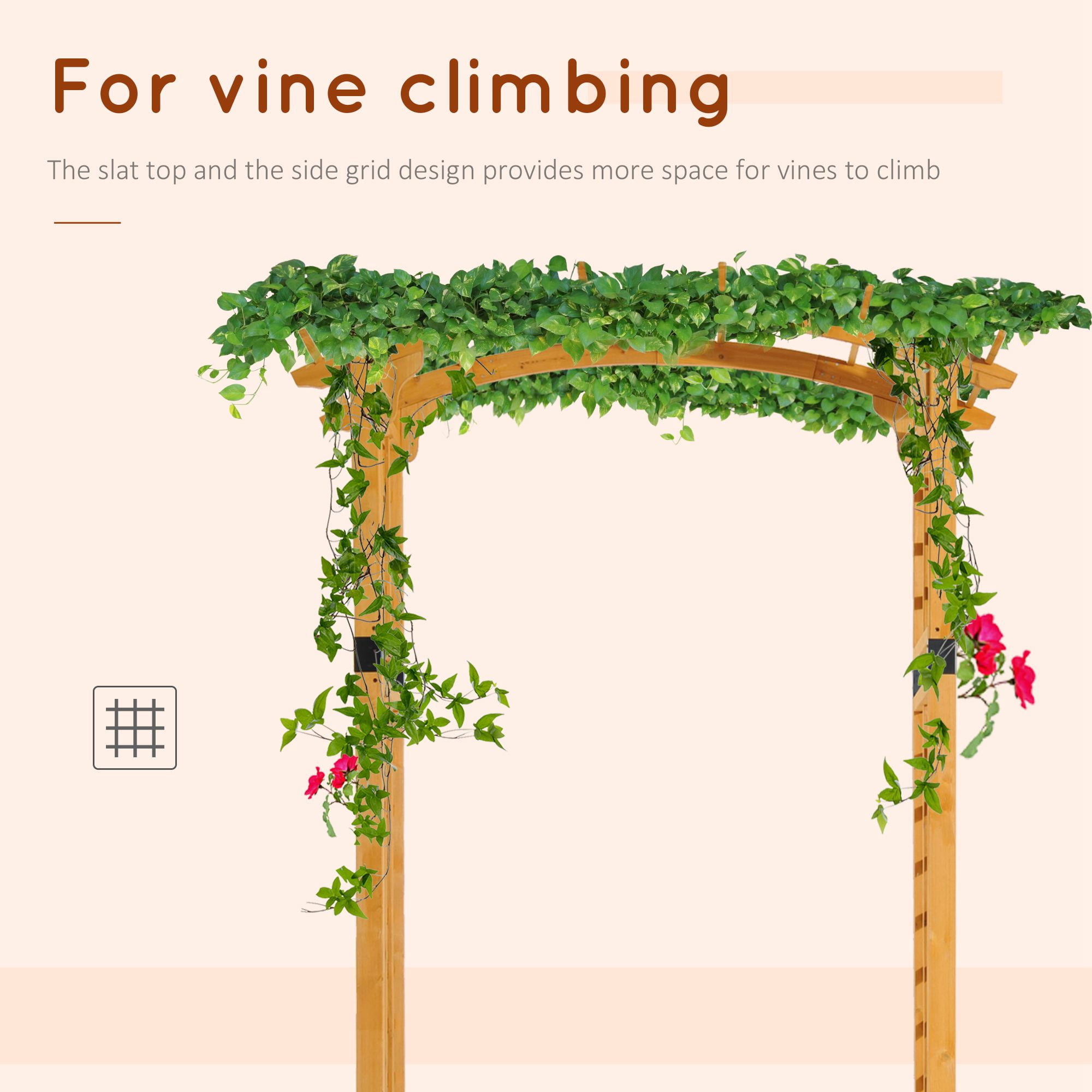 90in Wood Garden Arbor Arch with Trellis Wall for Climbing & Hanging Plants, Decor for Party, Weddings, Birthdays & Backyards