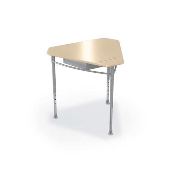 MooreCo Monroe Hard Plastic Student Desk Set of 2 Adjustable Height Maple