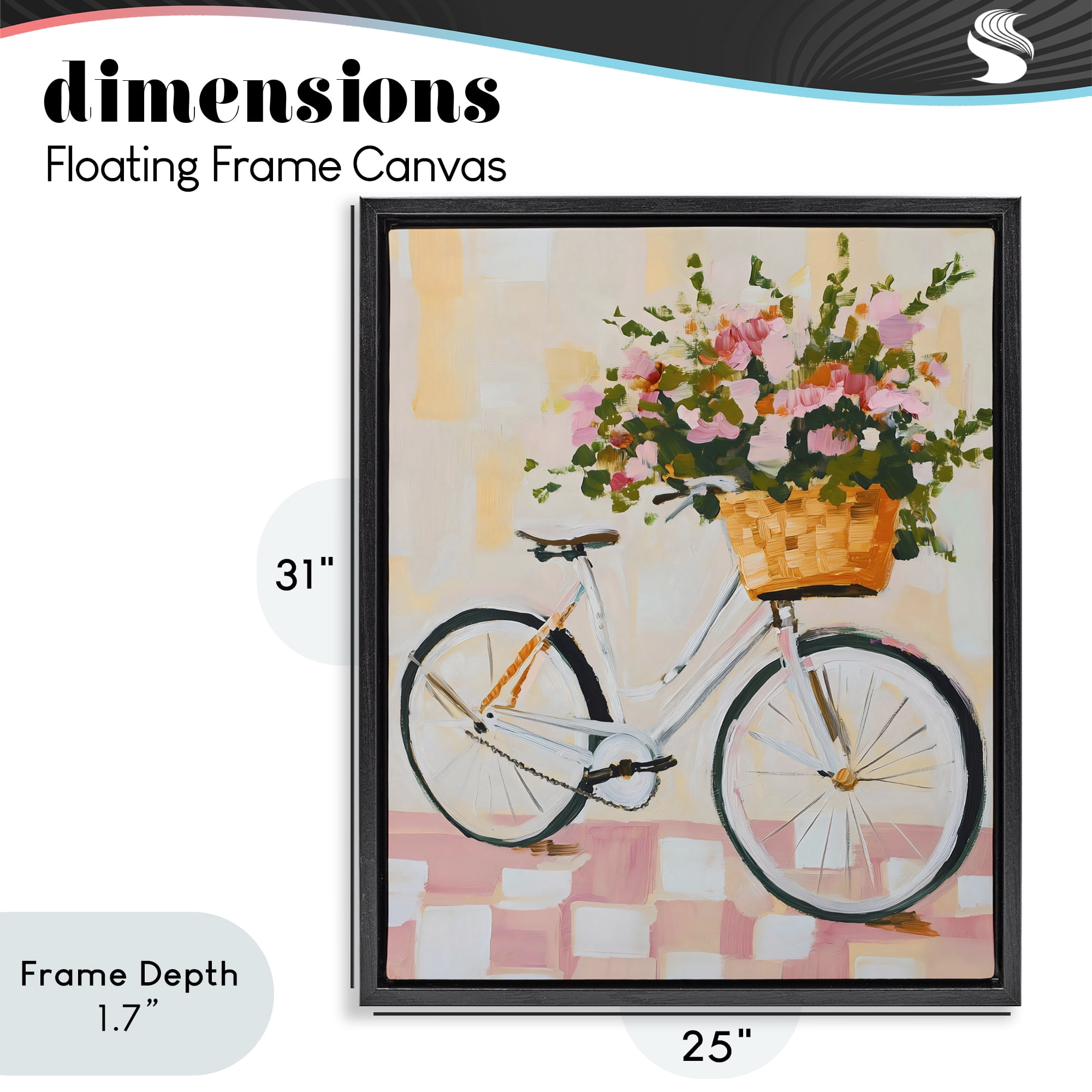 Stupell Industries Blooming Bicycle Basket Black Framed Floater Canvas Wall Art, design by The Prints Vibe