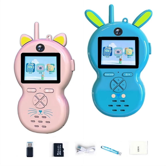 2 Pack Kids Video Walkie Talkies with Camera, 150M Long Range Rechargeable Walkie Talkies with Memory Card and Card Reader for Boys Girls, Outdoor Toys for Camping Hiking & Indoor Play