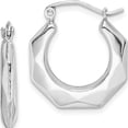 thumbnail image 1 of Sterling Silver Rhodium Plated Hollow Fancy Hoop Earrings (18 X 18) Made In Indonesia qe8389, 1 of 5