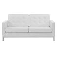thumbnail image 4 of Modway Loft Tufted Button Faux Leather Upholstered Loveseat in Silver White, 4 of 4