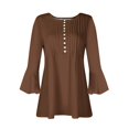 thumbnail image 3 of 3/4 Length Sleeve Tops for Women 2026 Crewneck Casual Pleated Tunic Tops Loose Fit Shirts Blouses, 3 of 5