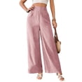 thumbnail image 2 of Women Linen Palazzo Pants Summer Boho Wide Leg High Waist Casual Lounge Pant 2026 Beach Travel Vacation Outfits Pink M, 2 of 8