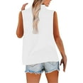thumbnail image 5 of Cotton Linen Shirts for Women Sleeveless Collared Tops Linen Tank Tops for Women Button Down Plus Size V Neck Boho Clothes Casual Summer Tshirt White Xl, 5 of 6