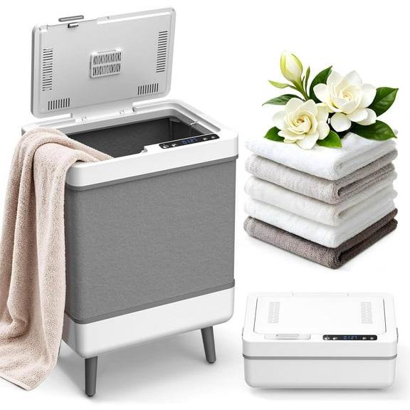 KISSAIR Foldable Towel Warmer, 35L Electric Hot Towel Warmer Bucket with 2 Modes, Adjustable Timer, LED Display, Fragrance Holder