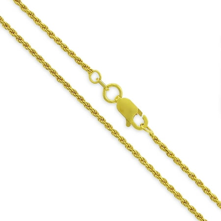 Sterling Silver Italian 1.5mm Rope Diamond-Cut Link Solid 925 Yellow Gold Plated Twisted Chain Necklace 16