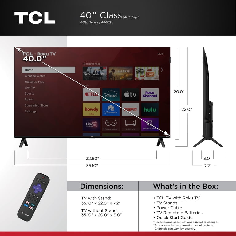 TCL 40” Class Q32L Series 1080P FHD QLED Smart Roku TV (New 2026