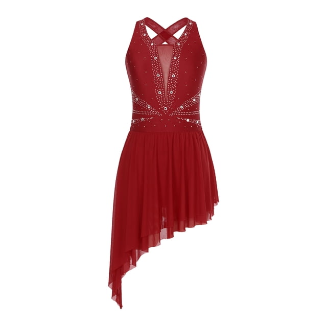 Rswnyirn Robe de Danse Lyrique Col en V Croisée Moderne Contemporaine Haute Basse Bourgogne m