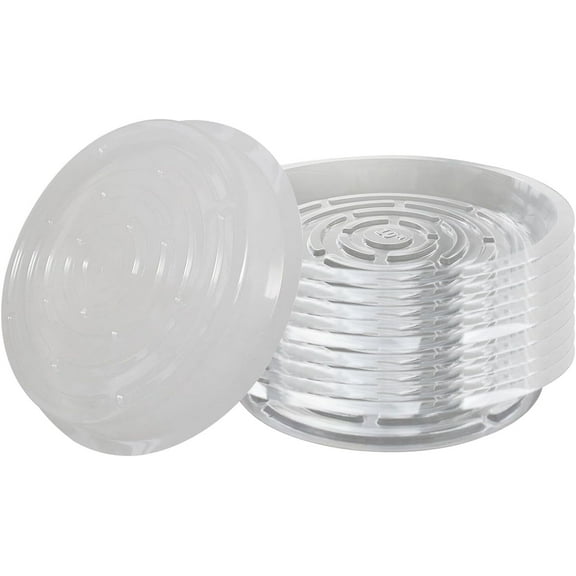 Labwork 10Pcs 10in Clear Plastic Plant Saucer Drip Trays Plate Dish Fit for Pot Durable