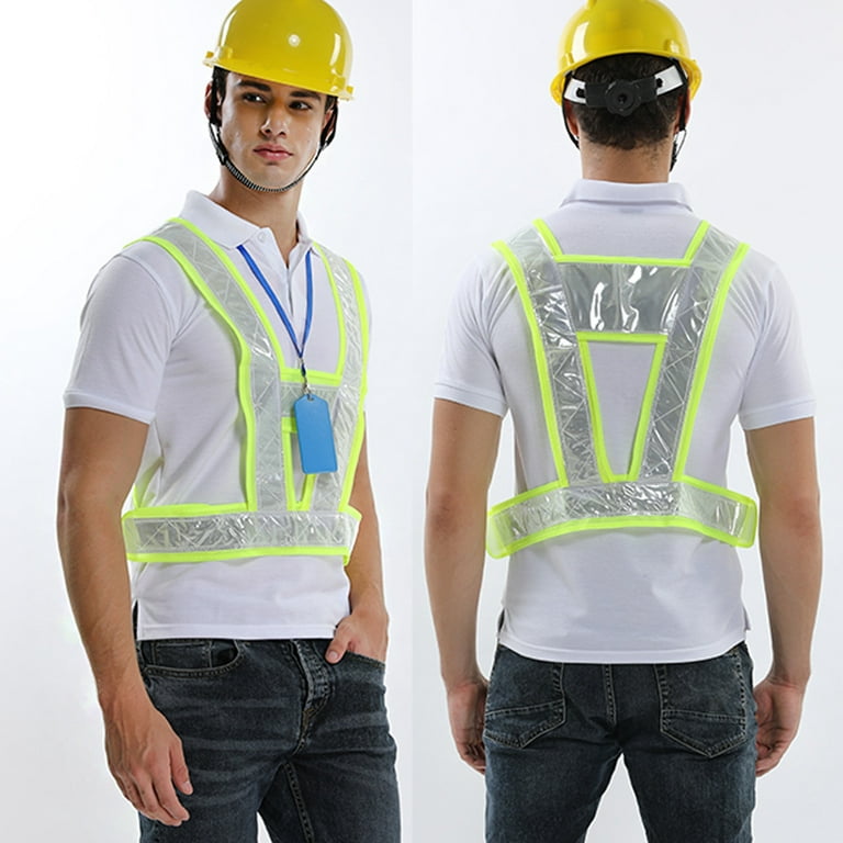 V Shape Reflective Vest High Visibility Cycling Safety Vest Running Gear,  Universal Size-Orange White-1Pc 