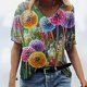 thumbnail image 1 of Pntutb Tallas grandes Mujer Manga corta Impreso Cuello en V Tops Camiseta Blusa Pntutb Pntutb-621, 1 of 9