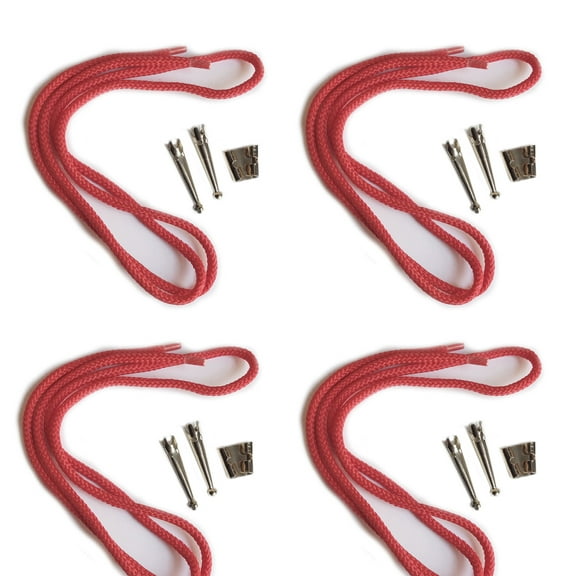 Blank Bolo Tie Kit Standard Slide Smooth Tip Silvertone Parts Red Cord Pk/4