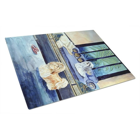 

Caroline s Treasures Shih Tzu Tan and Silver Glass Cutting Board Large
