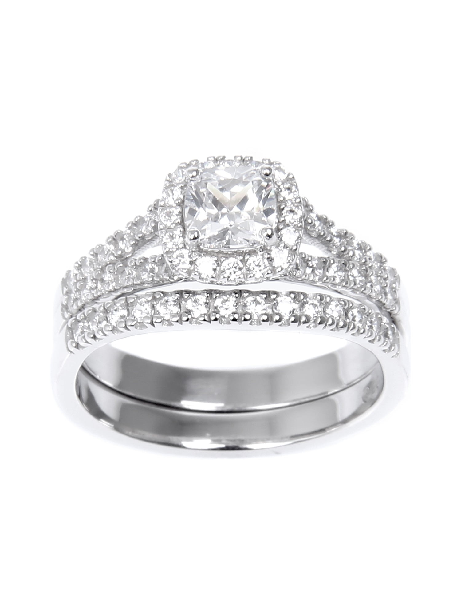 925 Sterling Silver Bridal Wedding Engagement Ring Set 1 Ct Simulated Diamond 