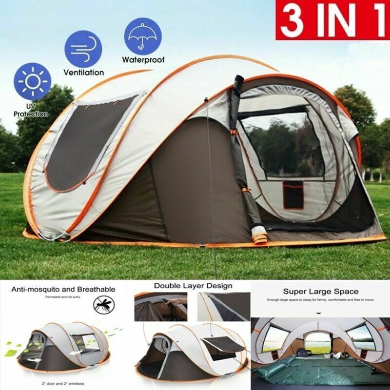 6 Person Tents for Family Camping Instant Pop Up Dome Outdoor Tent 13.5 x 7 Waterproof with Rainfly and Mesh Roofs & Door & Windows Quick Easy Set Up 