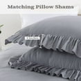 thumbnail image 4 of Tzou 104" W x 90" L King Size Ruffle Duvet Cover, 3 Pcs Soft Washed Microfiber Vintage French Country Duvet Cover Set for Living Room, Grey, 4 of 7