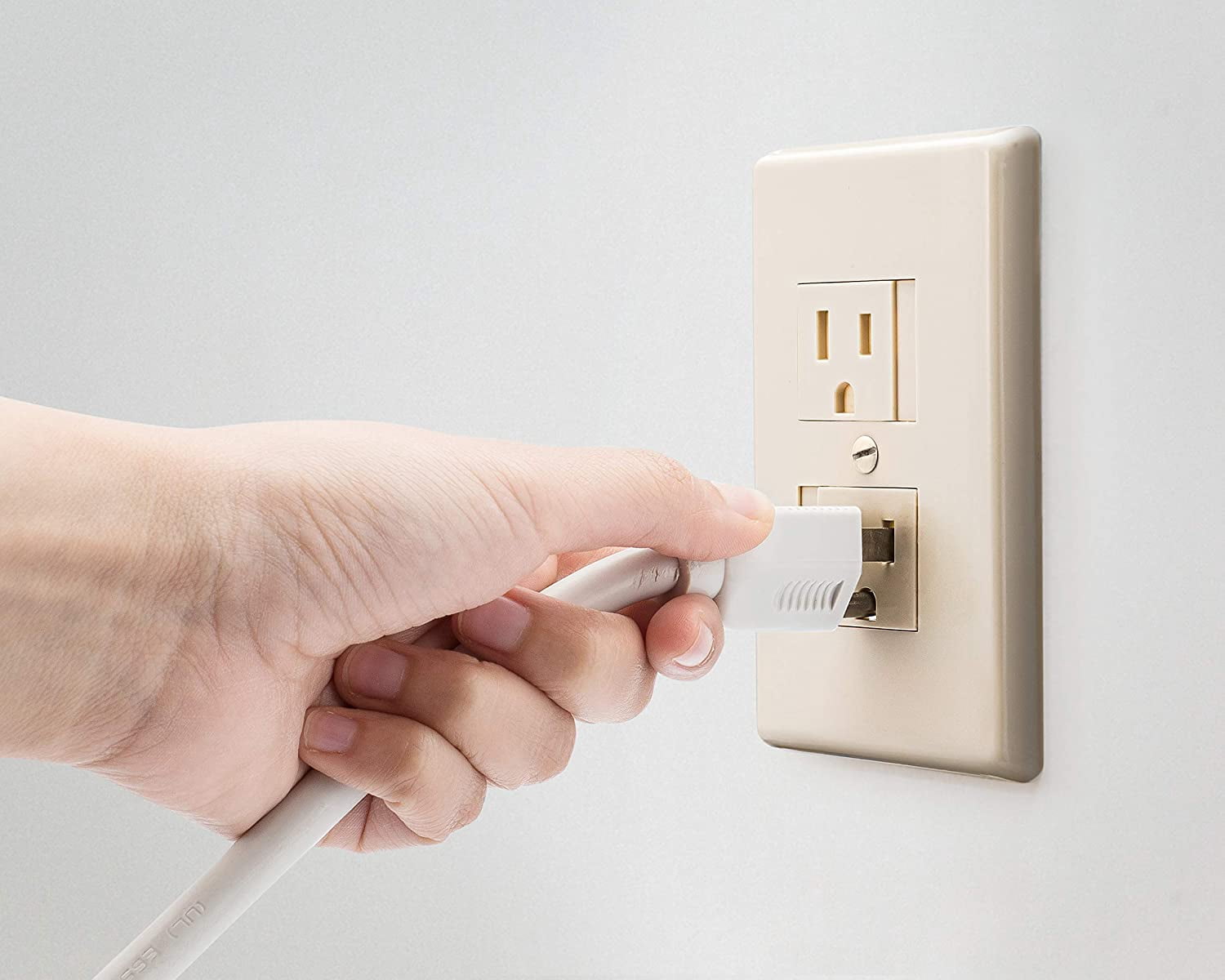 6-Pack Self-Closing Babyproof Outlet Covers - An Alternative To Wall Socket Plugs for Child Proofing Standard Outlets (1 Screw), Ivory