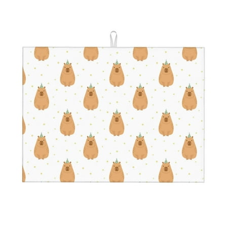 

Dish Drying Mat Birthday Capybaras Highly Absorbent Microfiber Drying Mat Kitchen Counter or Sink Drawer Liner 16x18 Kitchen Drying Mat Coffee Mat Kitchen Essentials