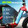 thumbnail image 3 of Folding Electric Bike for Adults (Age 18+), 749W Motor, 48V 15Ah Battery, 20"x4.0 Fat Tire,27.9 MPH Max Speed(PAS Mode), Tested to UL2849 Standard by SGS, 3 of 6
