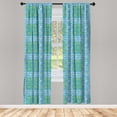 thumbnail image 3 of Ambesonne Geometric Curtains, Flower Like Cartoon Art, Pair of 28"x63", Yellow Green and Turquoise, 3 of 5