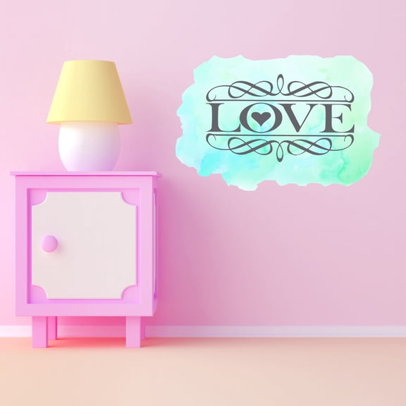 Sign Wall Decals for Children Bedroom - Attractive WaterColor Background LOVE DIY & Creativity Boy Girl Bedroom Wall Sticker - Size: 10 In x 7 In