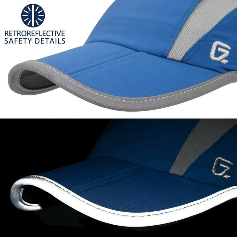 GADIEMKENSD UPF50+ Folding Outdoor Hat Unstructured Reflective Design Breathable Nylon Sports Cap, Adult Unisex, Size: One size, Blue