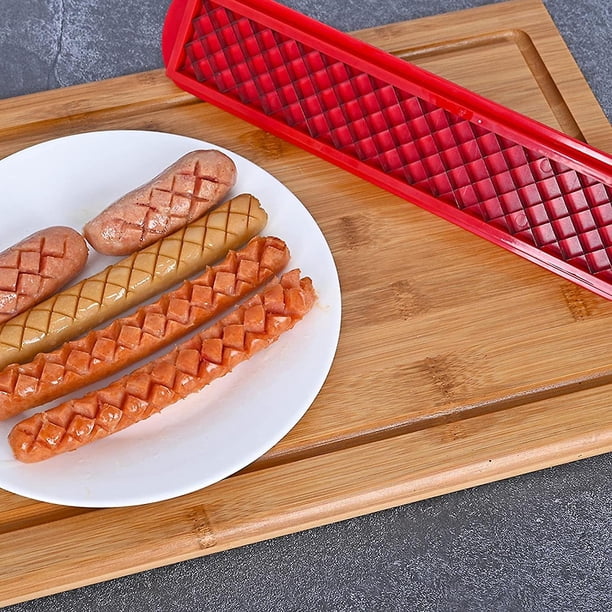 Cortador cruzado de perritos calientes con cortador de acero inoxidable, Gadgets para perritos calientes de diseño ergonómico para asar barbacoas Camping al aire libre P
