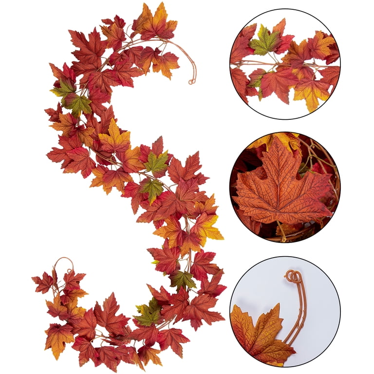 Fall Maple Leaf & Berries Garland - 6ft Orange Red Yellow Leaf Chain For Mantle, Wall, Home Decor | Ashland Brand