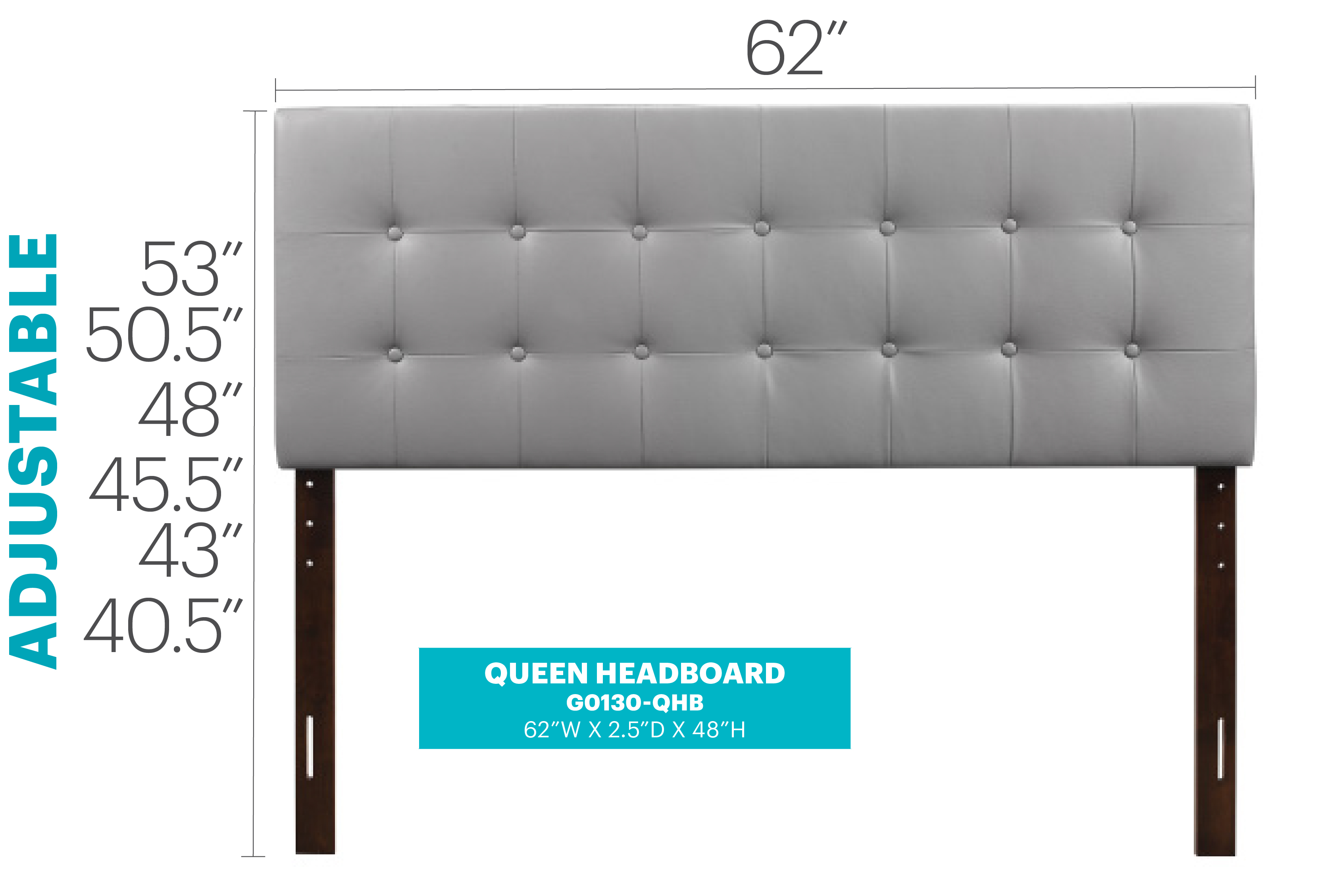 Glory Furniture Super Nova Full Headboard in Light Grey Color