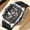 Silver Black, variant on Brand Sports Watch for Men Silicone Mechanical Hollow Full Automatic Movement Wristwatch Clock