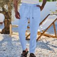 thumbnail image 2 of Men's Cotton Linen Pants Summer Pants Lightweight Linen Trousers Yoga Beach Trousers Lightweight Linen Trousers Mens Linen Pants Loose Trousers Summer Vacation Pants Linen Trouser, 2 of 7