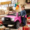 thumbnail image 2 of COCLUB RAM 2500 12V Electric Car for Kids, Ride on Toys W/Remote Control, Truck Bed Storage, Bluetooth, Music, Gift Pickup For Kids Aged 3-5, Pink, 2 of 8
