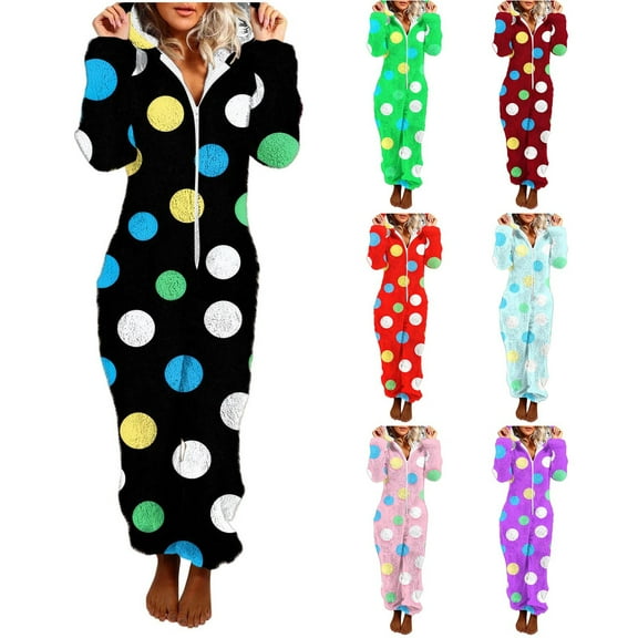Taqqpue Women's Fuzzy Onesie Pajamas Warm Zipper Hooded Jumpsuit Sherpa Pj Romper One Piece Sleepwear Soft Plush Loungewear