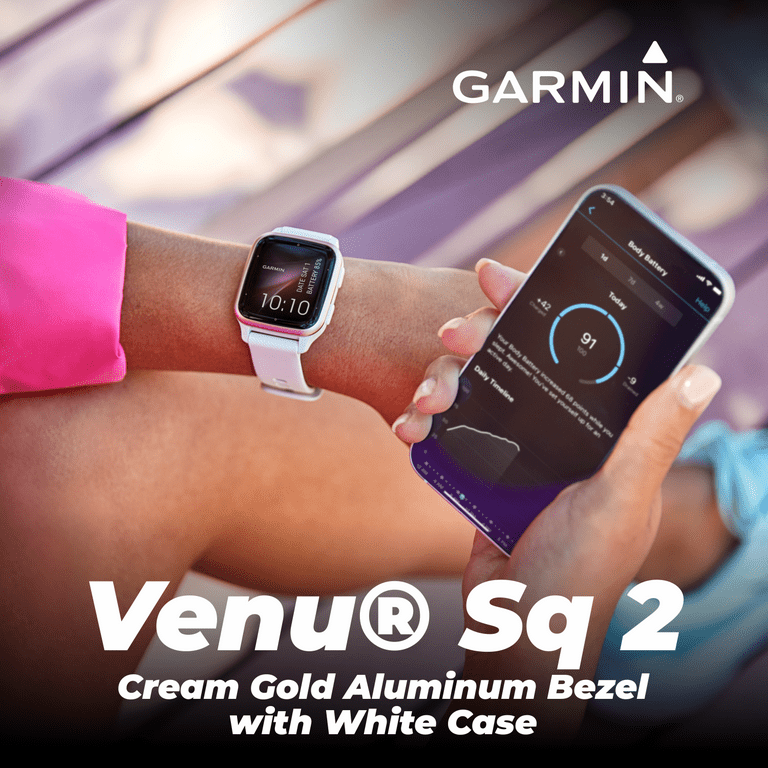 Garmin Venu Sq 2 Unisex GPS Smartwatch White/Cream Gold with 3 Straps  Black/Berry/Red 