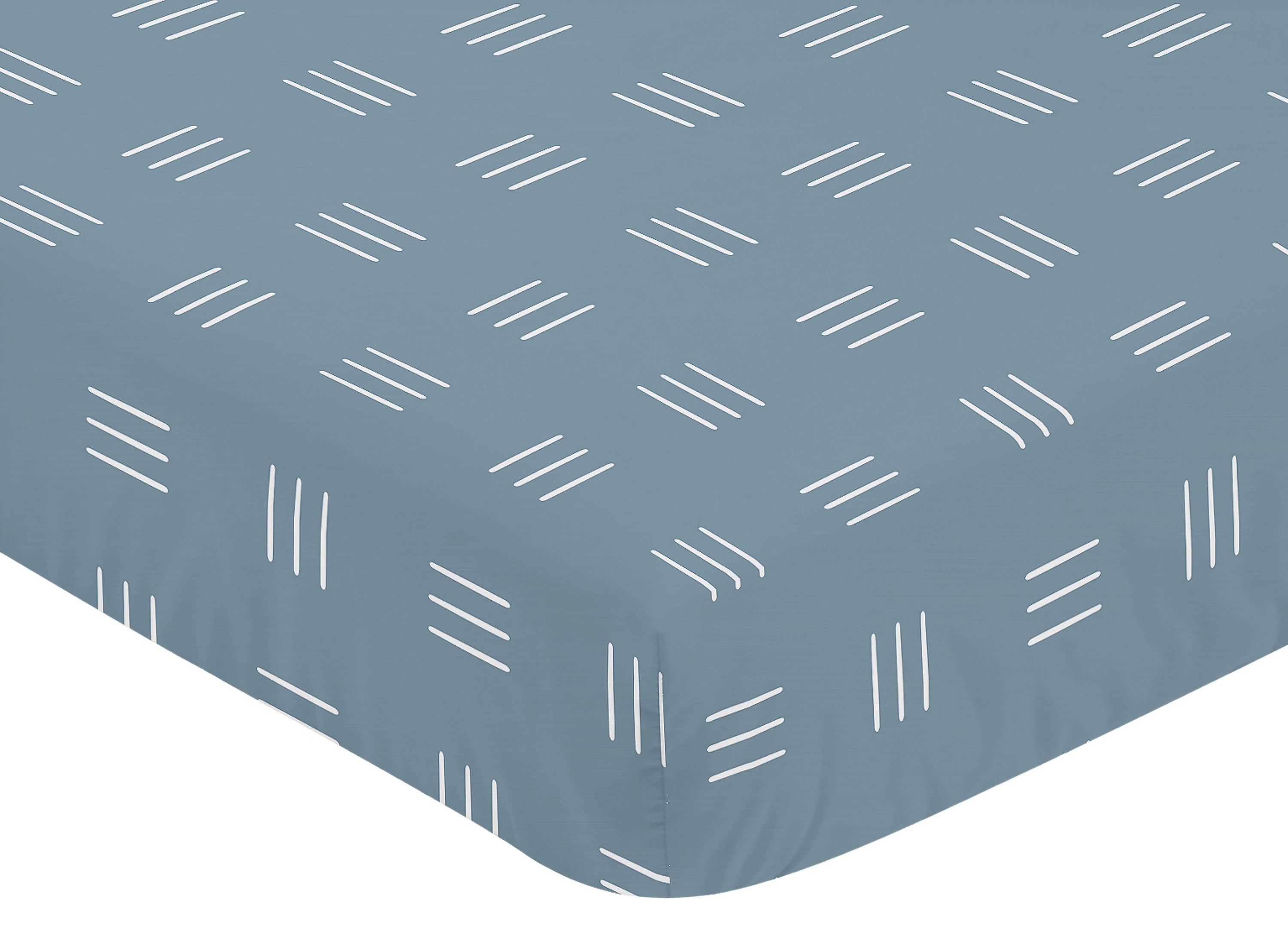 Sweet Jojo Designs Boho Hatch Dark Blue and White Fitted Crib Sheet