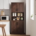 thumbnail image 4 of EastVita Bathroom Cabinet Farmhouse Storage Cabinet with Glass Doors and Adjustable Shelves Freestanding Kitchen Pantry Cabinet Cupboard for Living Room Dining Room-Reddish Brown 67 H, 4 of 8