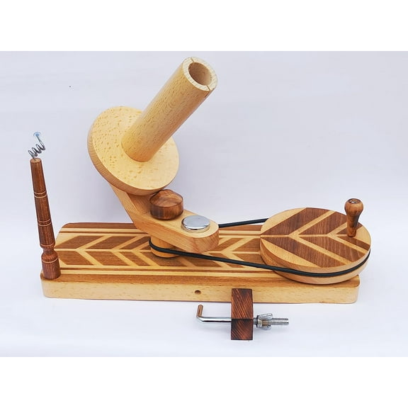 Hind Handicrafts Handcrafted Wooden Yarn Ball Winder for Knitting Crocheting - Natural Hand Operated - Knitter's Gifts Center Pull Ball Winder (Engraved - 1)