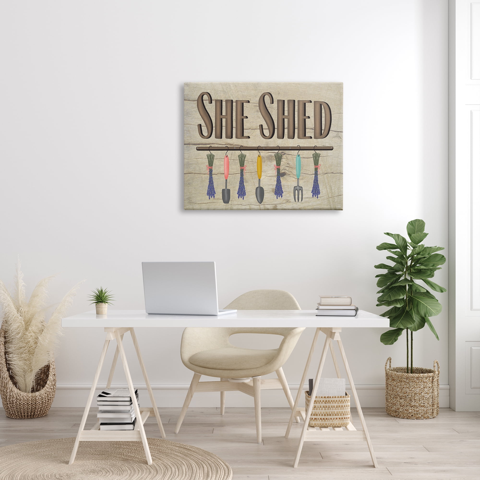 Stupell Industries Rustic She Shed Phrase Lavender Bunches Garden Tools, 30 x 40, Design by Darlene Seale