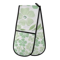 Yayeee Double Oven Mitt Kitchen Heat Resistant Baking 35" x7" Quilted Glove, Green Floral