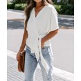 thumbnail image 4 of Women's White Short Sleeve Wrap Top, 4 of 8