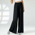 thumbnail image 2 of Patlollav Womens Leggings Yoga Pants Solid Color Casual Pleated Straight Leg Wide Leg Pants Loose Trousers, 2 of 6