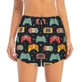 thumbnail image 2 of Goofa Retro Video Game Printed Women 2 in 1 Running Shorts,Quick Dry Athletic Workout Shorts,High Waisted Athletic Shorts with Liner Pockets-, 2 of 9