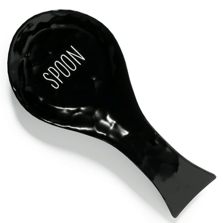 

Barnyard Designs Ceramic Spoon Rest for Kitchen Counter or Stove Top Decorative Cooking Utensil or Spatula Holder Farmhouse Kitchen Decor Black 9.25 x 4
