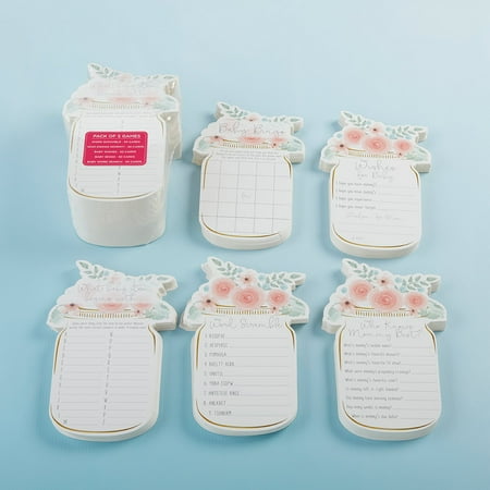 UPC: 0889293120608 | Floral Mason Jar Baby Shower 5-Pack Game Card Set (30 sheets each)